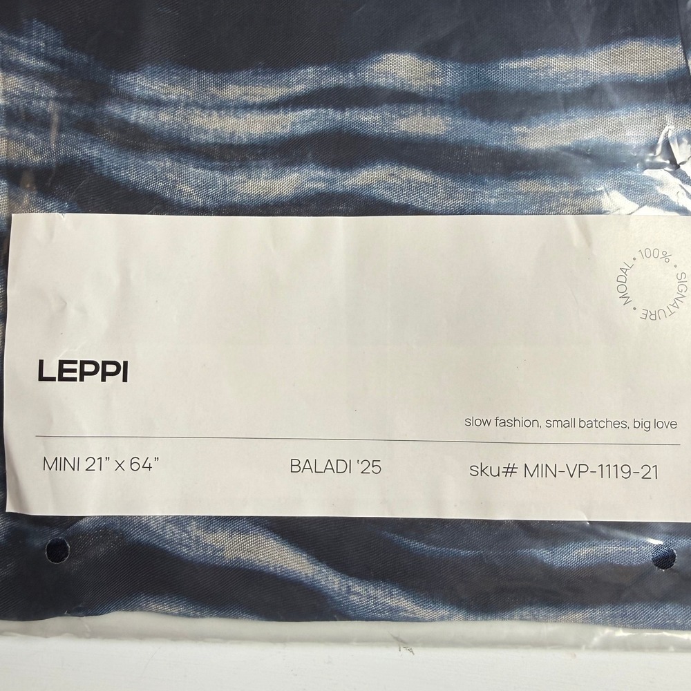 Vela Leppi Mini Hijab Scarf NWT Navy Blue Black Modal Patterned Print New - Picture 3 of 7